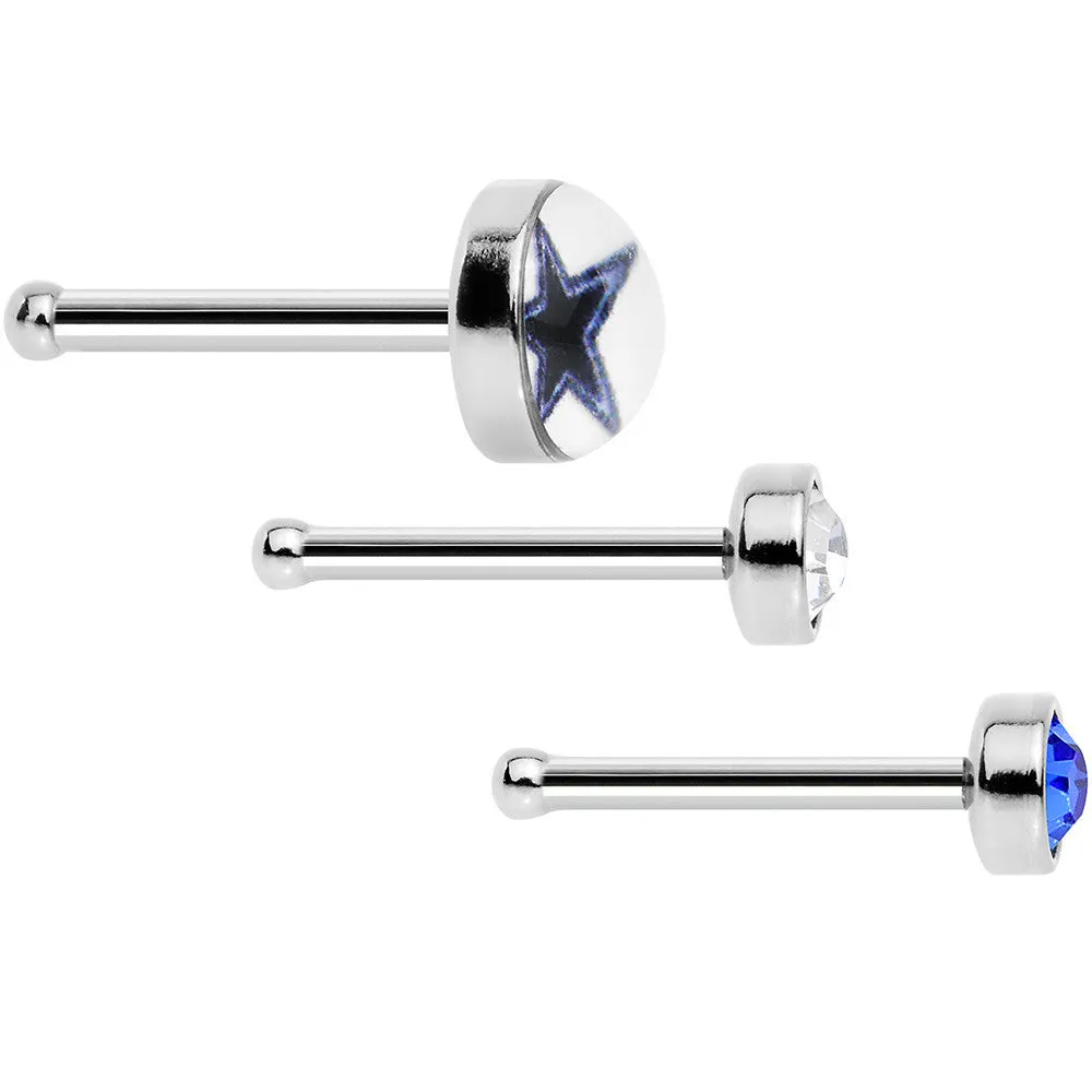 20 Gauge Licensed NFL Dallas Cowboys Logo Nose Bone 3 Pack Set