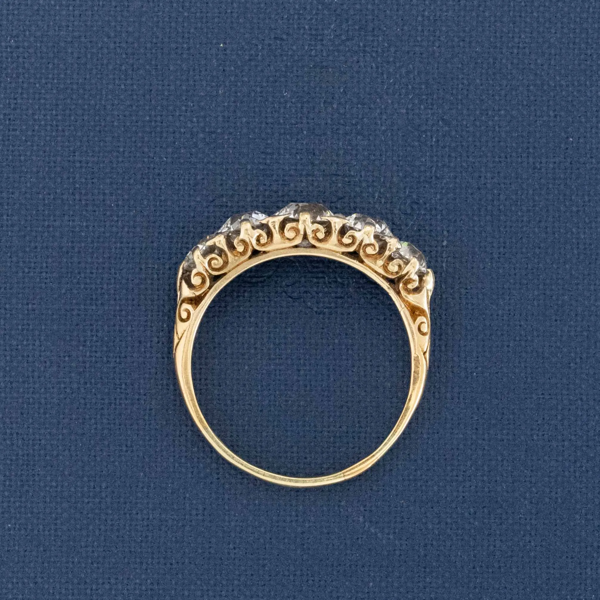 2.45ctw Victorian Old European Cut Diamond 5-Stone Graduated Band