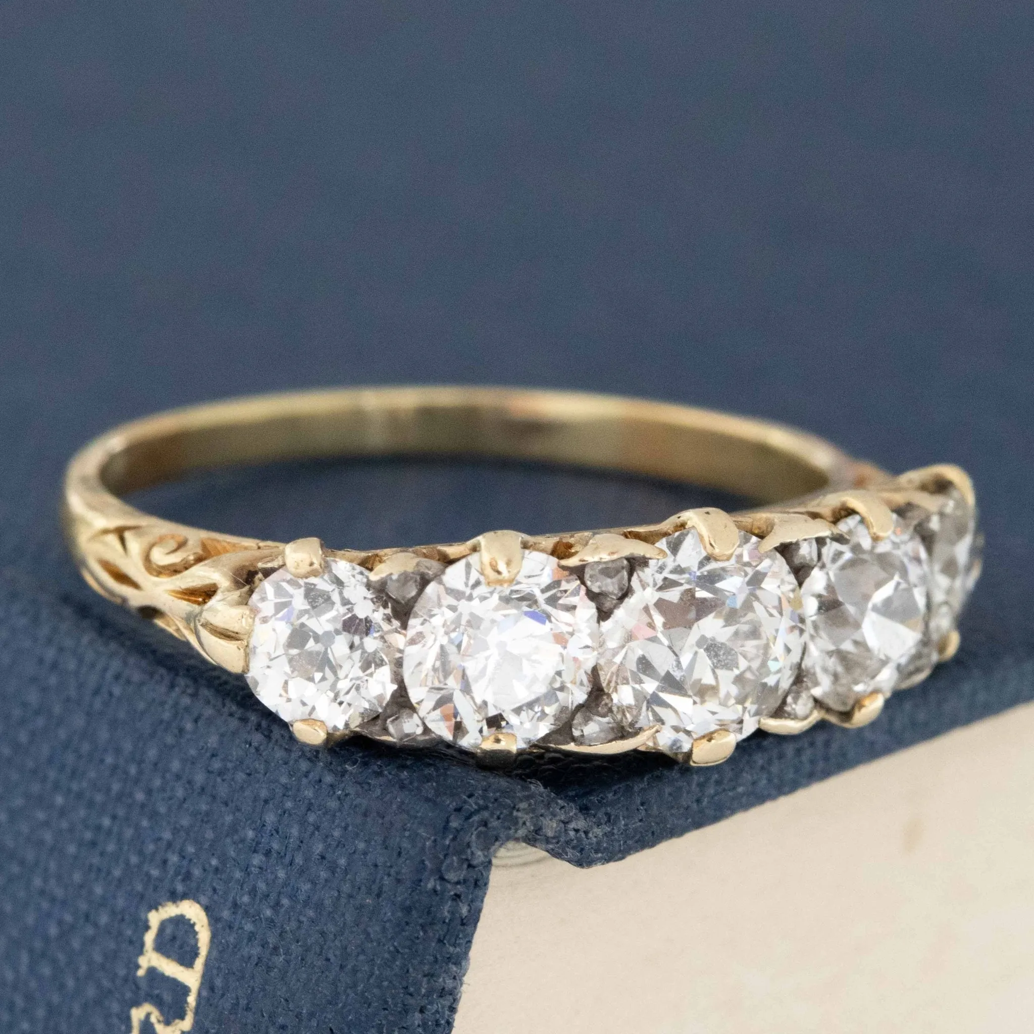 2.45ctw Victorian Old European Cut Diamond 5-Stone Graduated Band