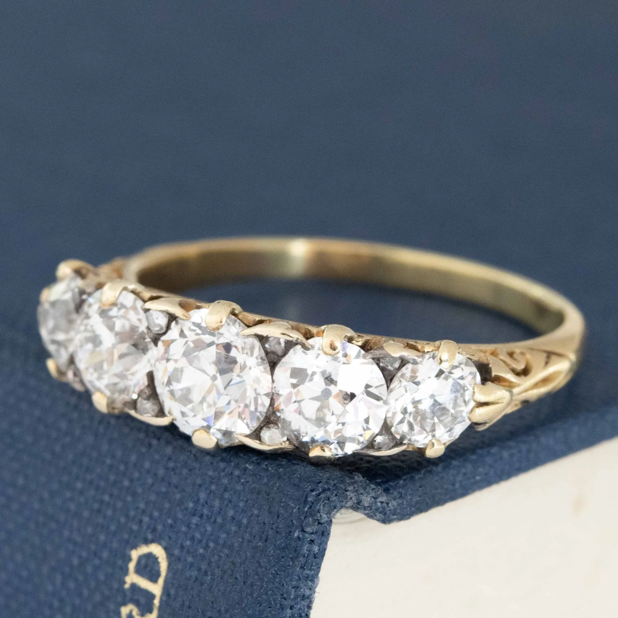 2.45ctw Victorian Old European Cut Diamond 5-Stone Graduated Band