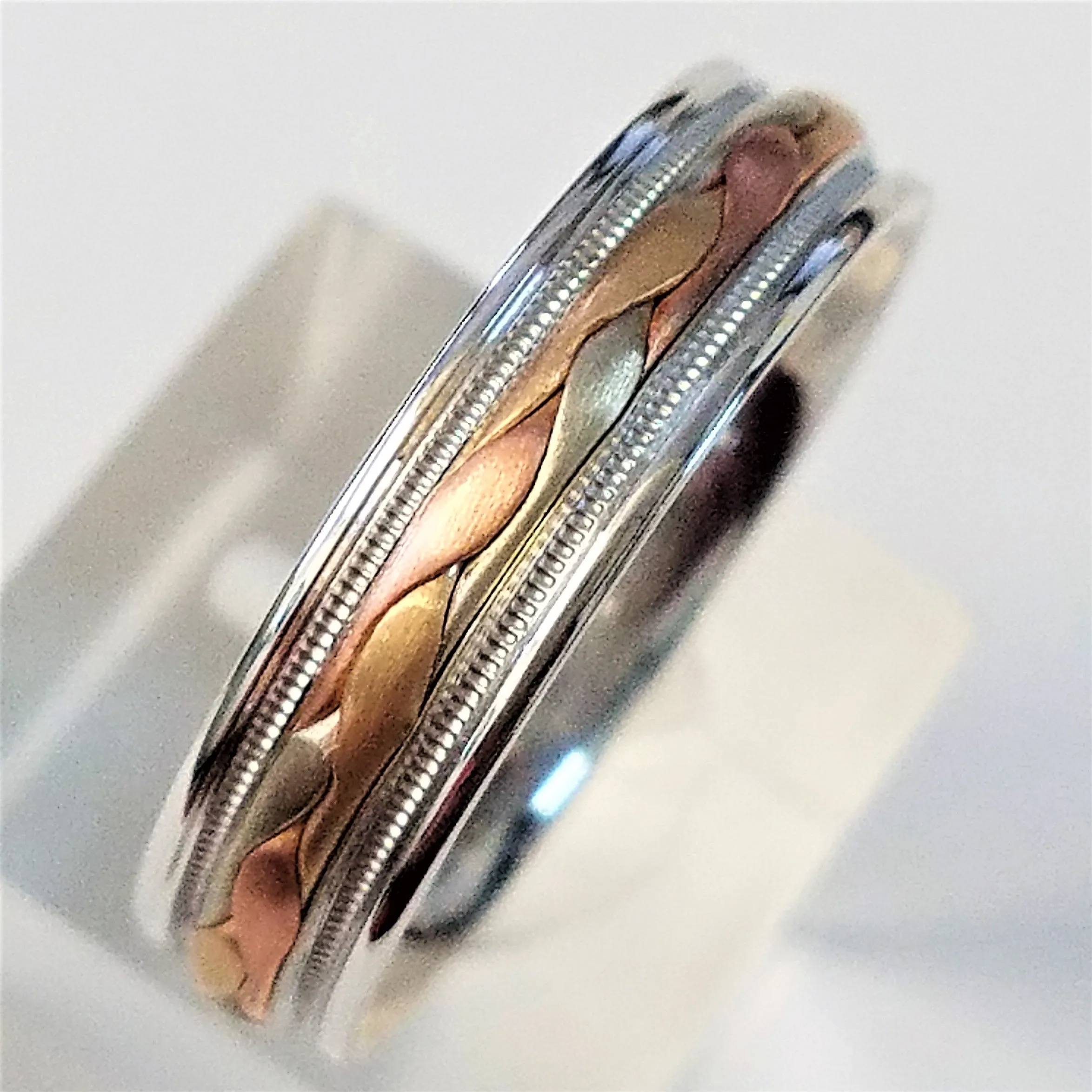 3 Strand Hand Braided Wedding Band Ring