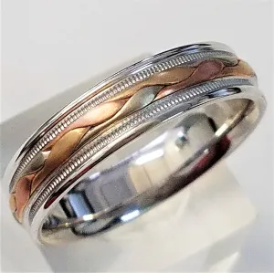 3 Strand Hand Braided Wedding Band Ring