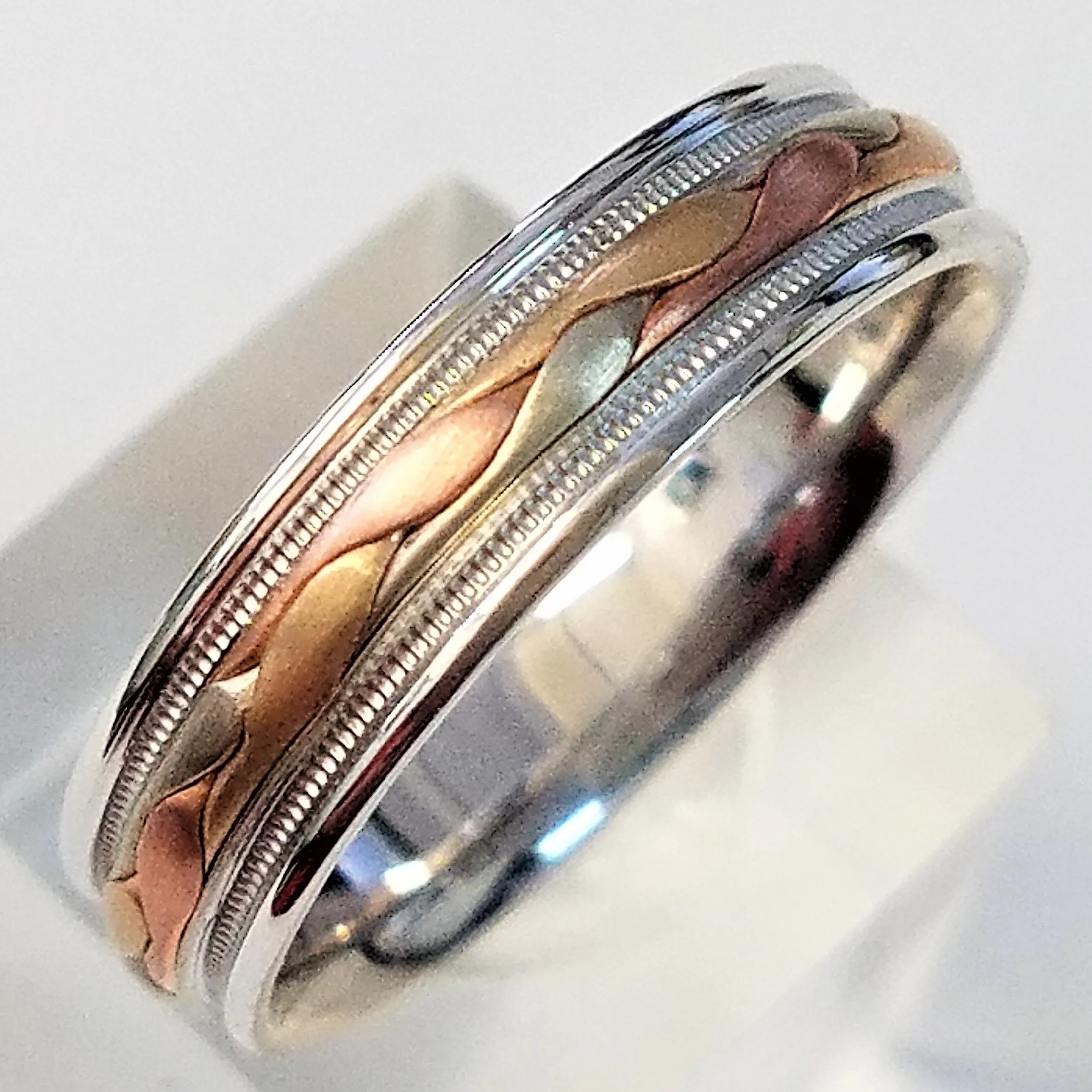 3 Strand Hand Braided Wedding Band Ring