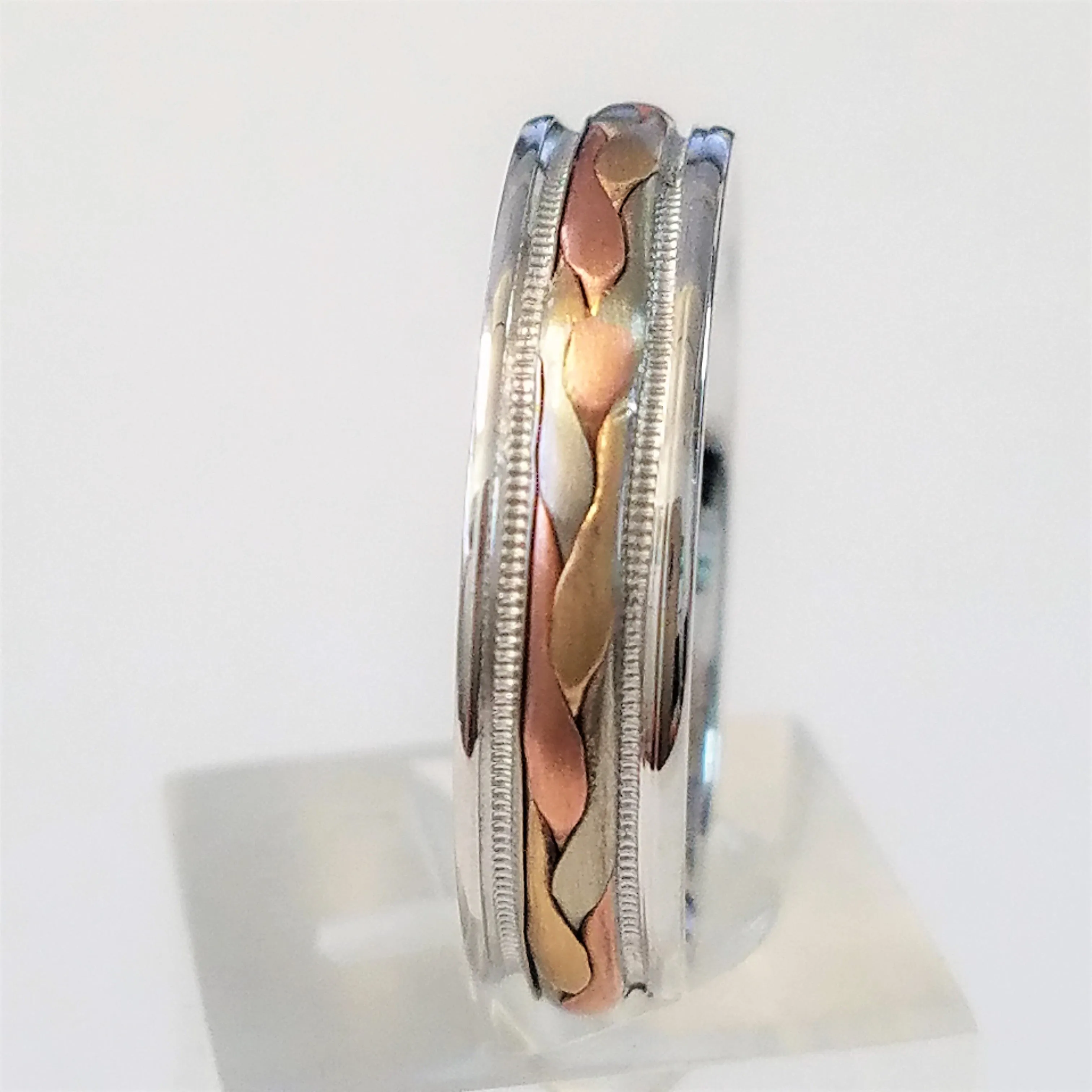3 Strand Hand Braided Wedding Band Ring