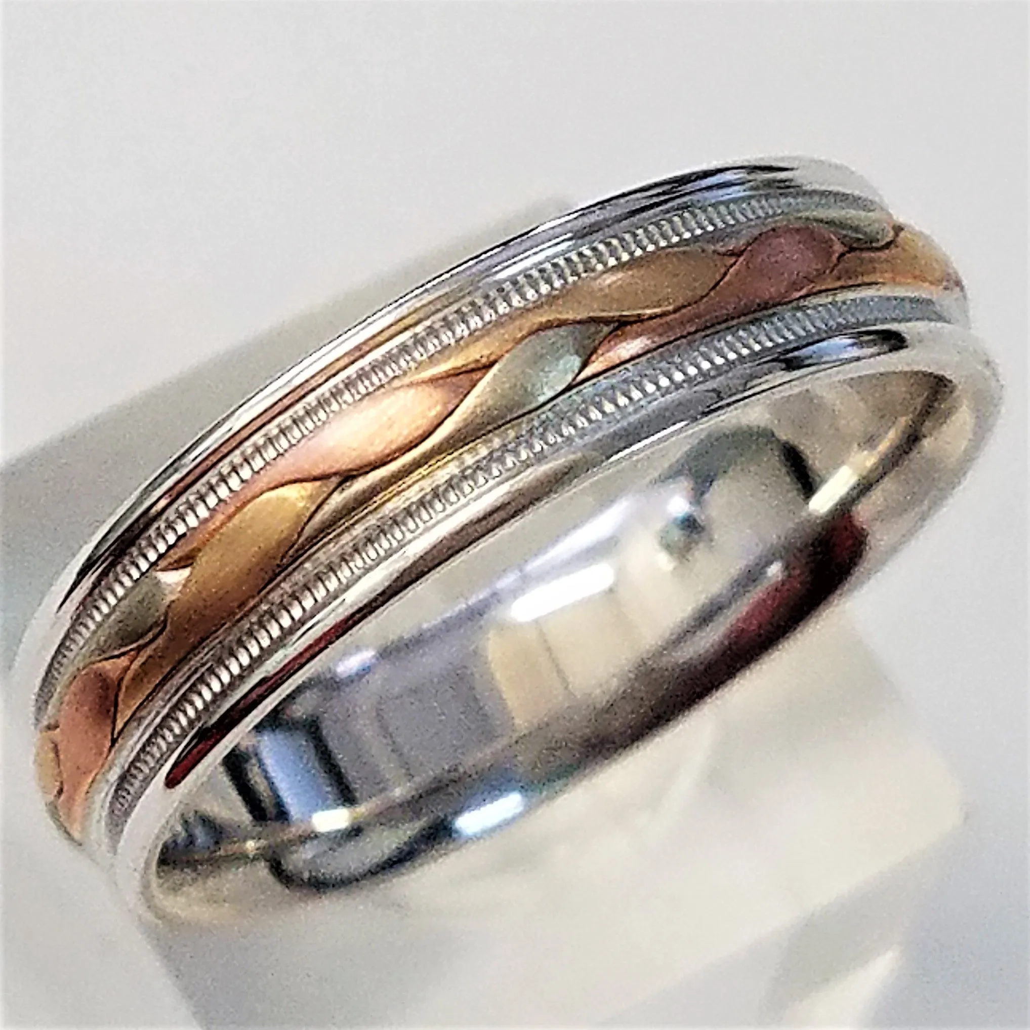3 Strand Hand Braided Wedding Band Ring