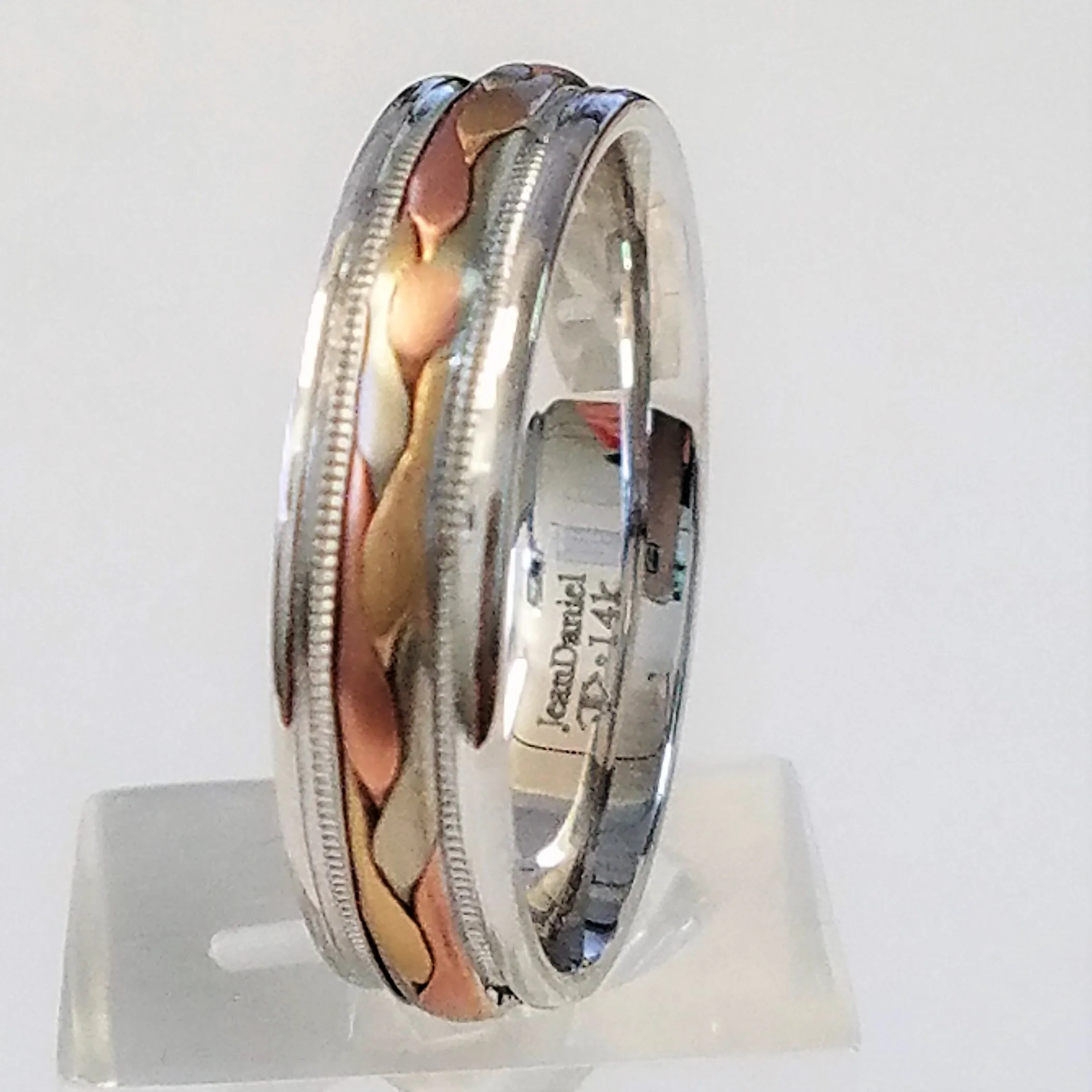 3 Strand Hand Braided Wedding Band Ring