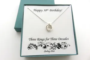 30th Birthday Gift for Her | Sterling Silver Birthday Necklace | 30th Birthday Gifts