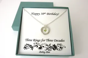 30th Birthday Necklace | Sterling Silver Birthstone Necklace | 30th Birthday Gift
