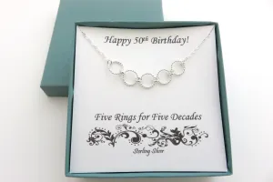 50th Birthday Gift | Five Rings Necklace | 50th Birthday Gifts for Women