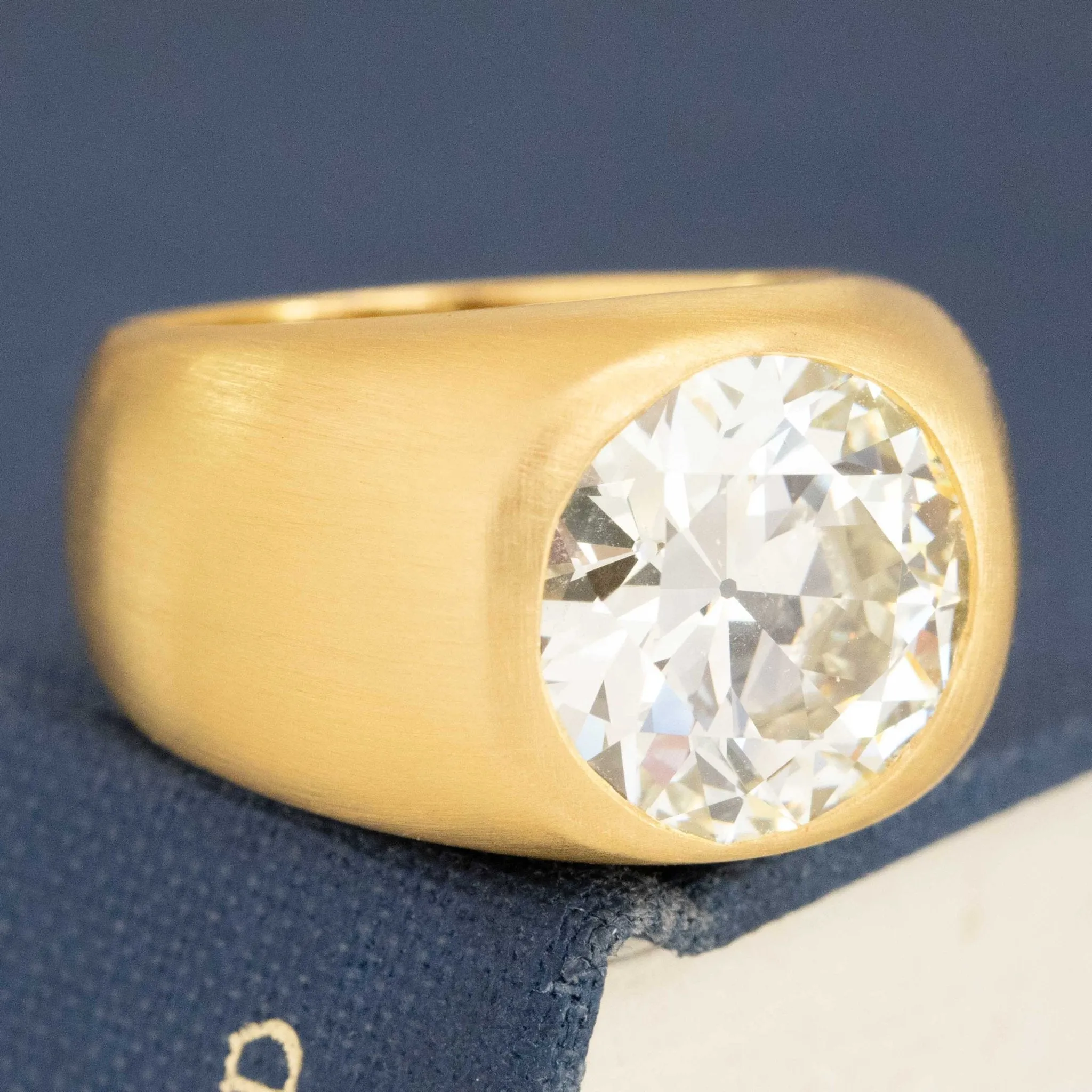5.54ct Transitional Cut Diamond Chunky Bezel Ring