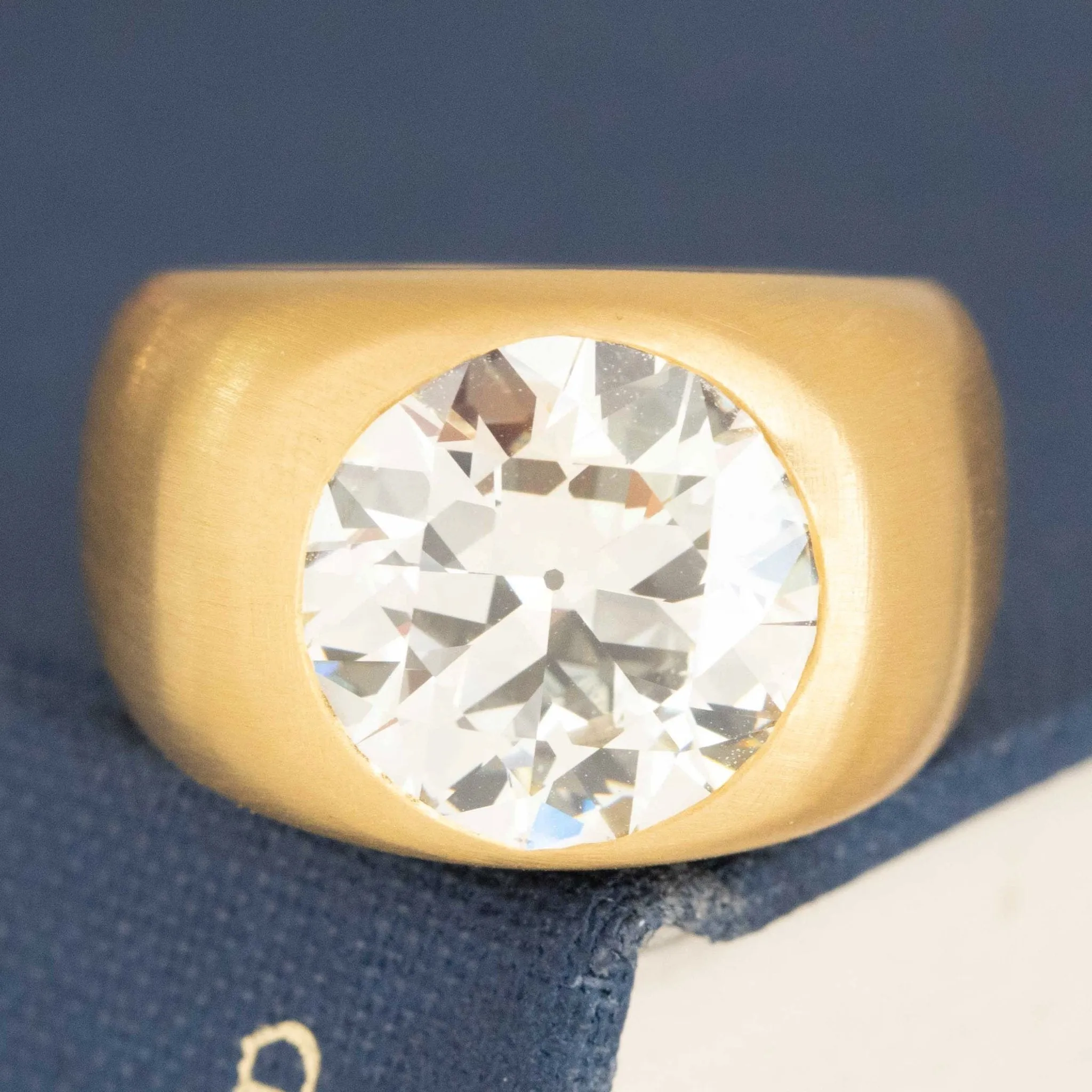 5.54ct Transitional Cut Diamond Chunky Bezel Ring