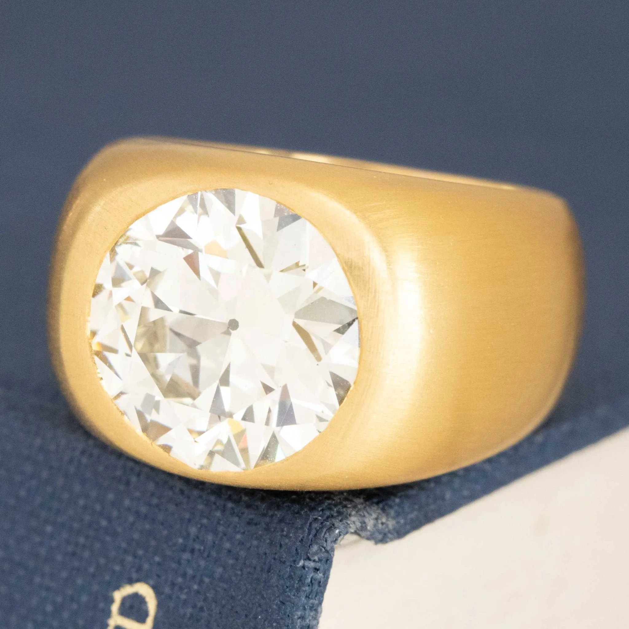 5.54ct Transitional Cut Diamond Chunky Bezel Ring