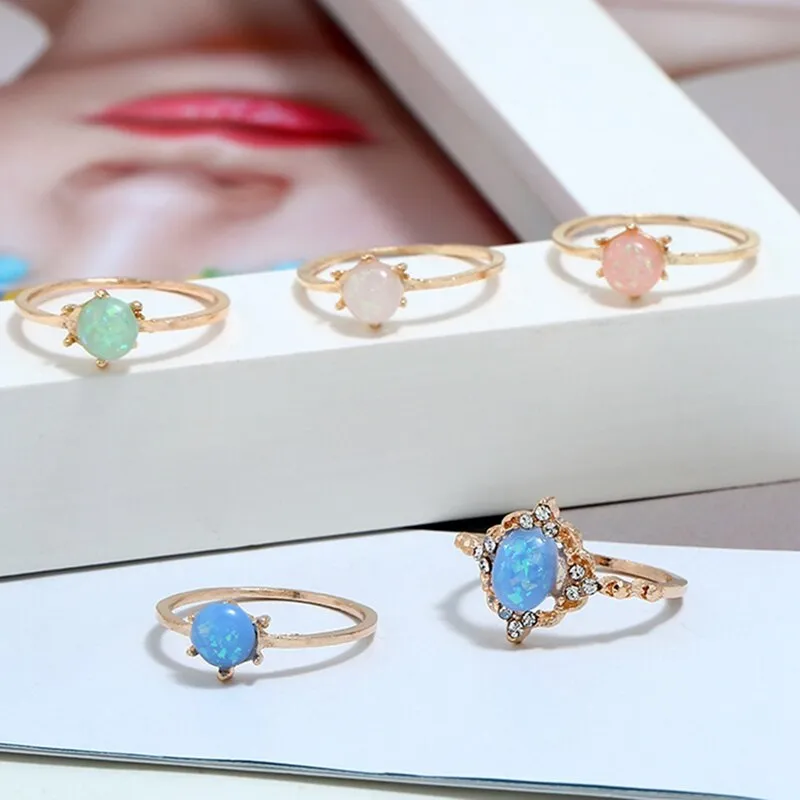 5pcs/Set Opal Rings