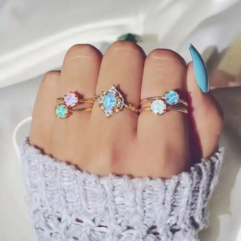 5pcs/Set Opal Rings