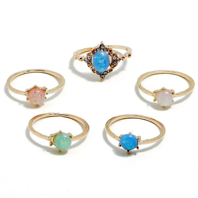 5pcs/Set Opal Rings