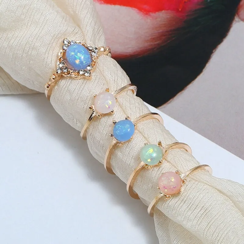 5pcs/Set Opal Rings