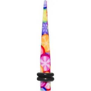 6 Gauge Groovy Retro Flower Acrylic Taper