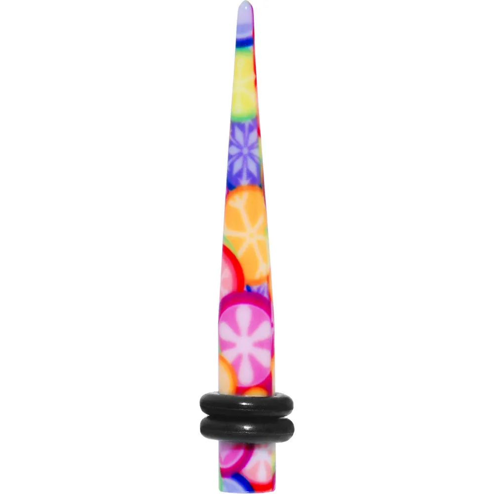 6 Gauge Groovy Retro Flower Acrylic Taper