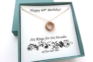 60th Birthday Gift for Women | Rose Gold Ring Necklace | 60th Birthday Gifts