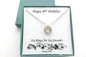 60th Birthday Gift for Women | Sterling Silver Birthday Necklace | 60th Birthday Gifts