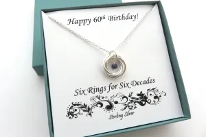 60th Birthday Gift | Sterling Silver Birthstone Necklace | 60th Birthday Gift for Women