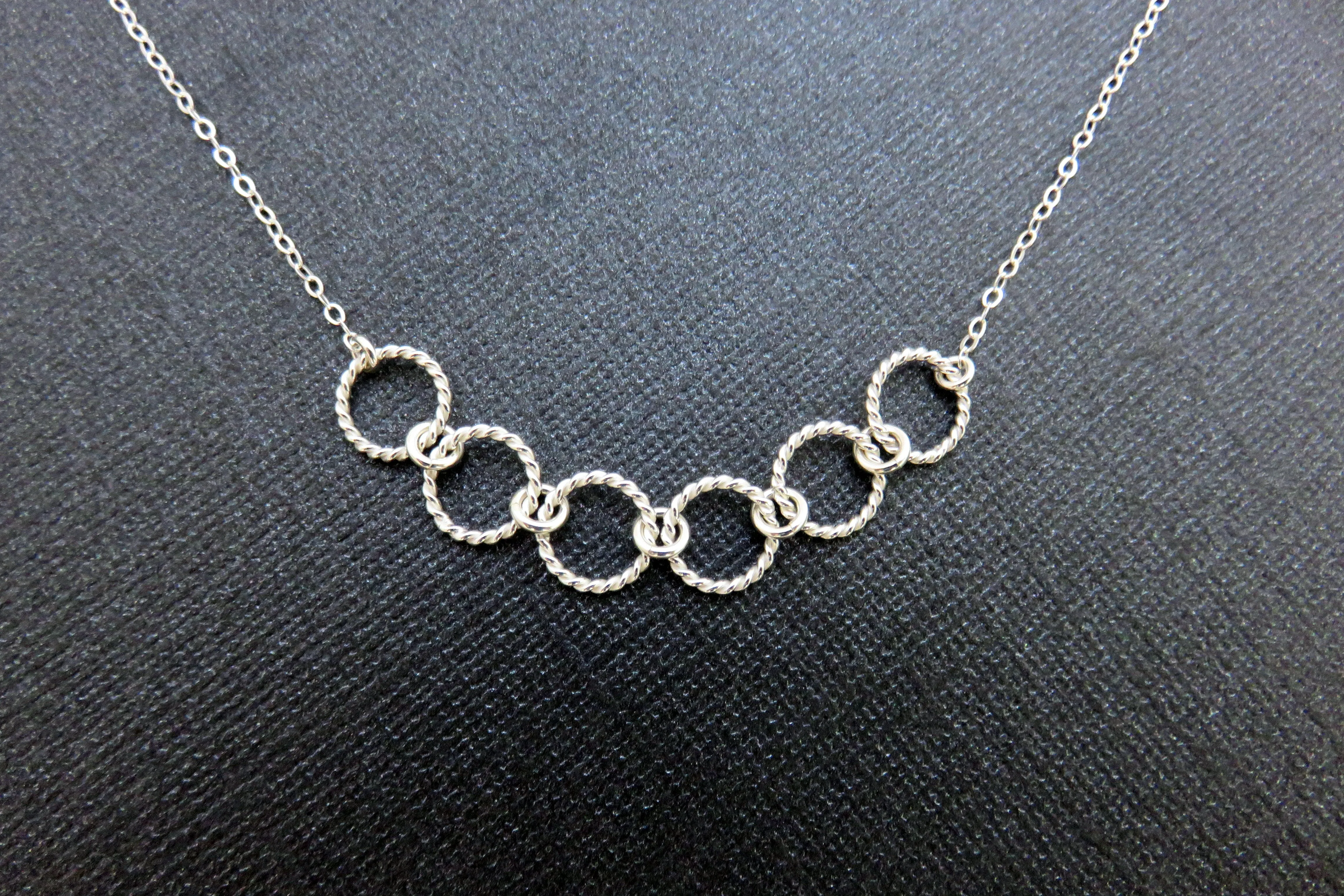 60th Birthday Gifts | Sterling Silver Six Ring Necklace | 60th Birthday Necklace