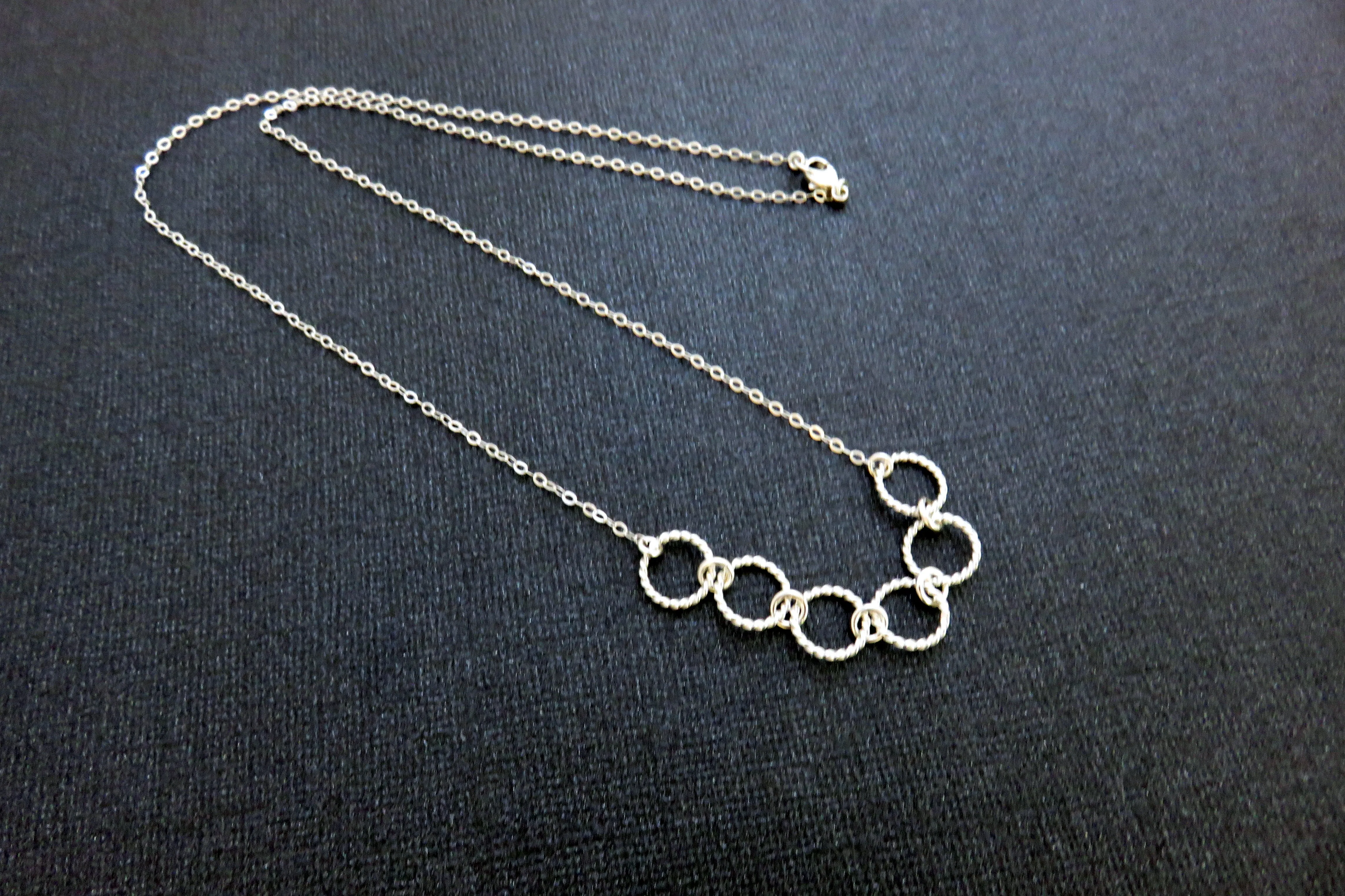 60th Birthday Gifts | Sterling Silver Six Ring Necklace | 60th Birthday Necklace