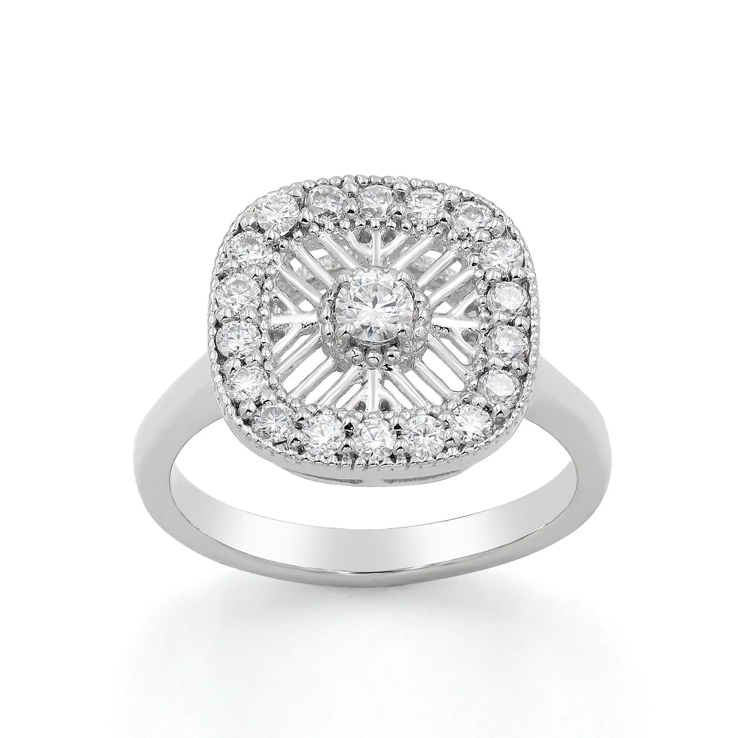 .70 CTTW Moissanite Caged Cocktail Ring in 925 Sterling Silver