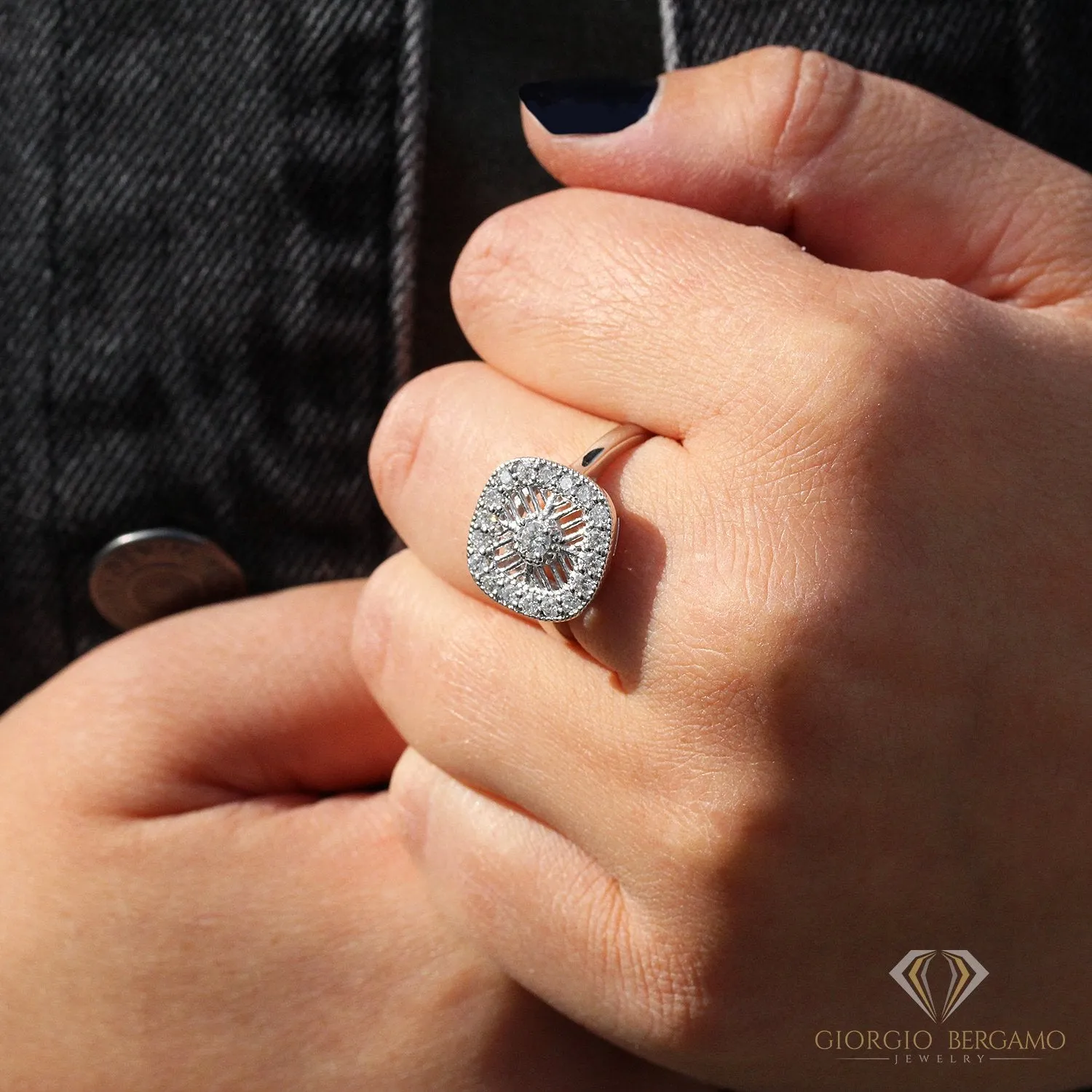 .70 CTTW Moissanite Caged Cocktail Ring in 925 Sterling Silver