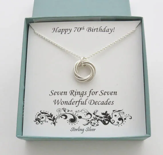 70th Birthday Gift | Sterling Silver Birthday Necklace | 70th Birthday Gifts for Women