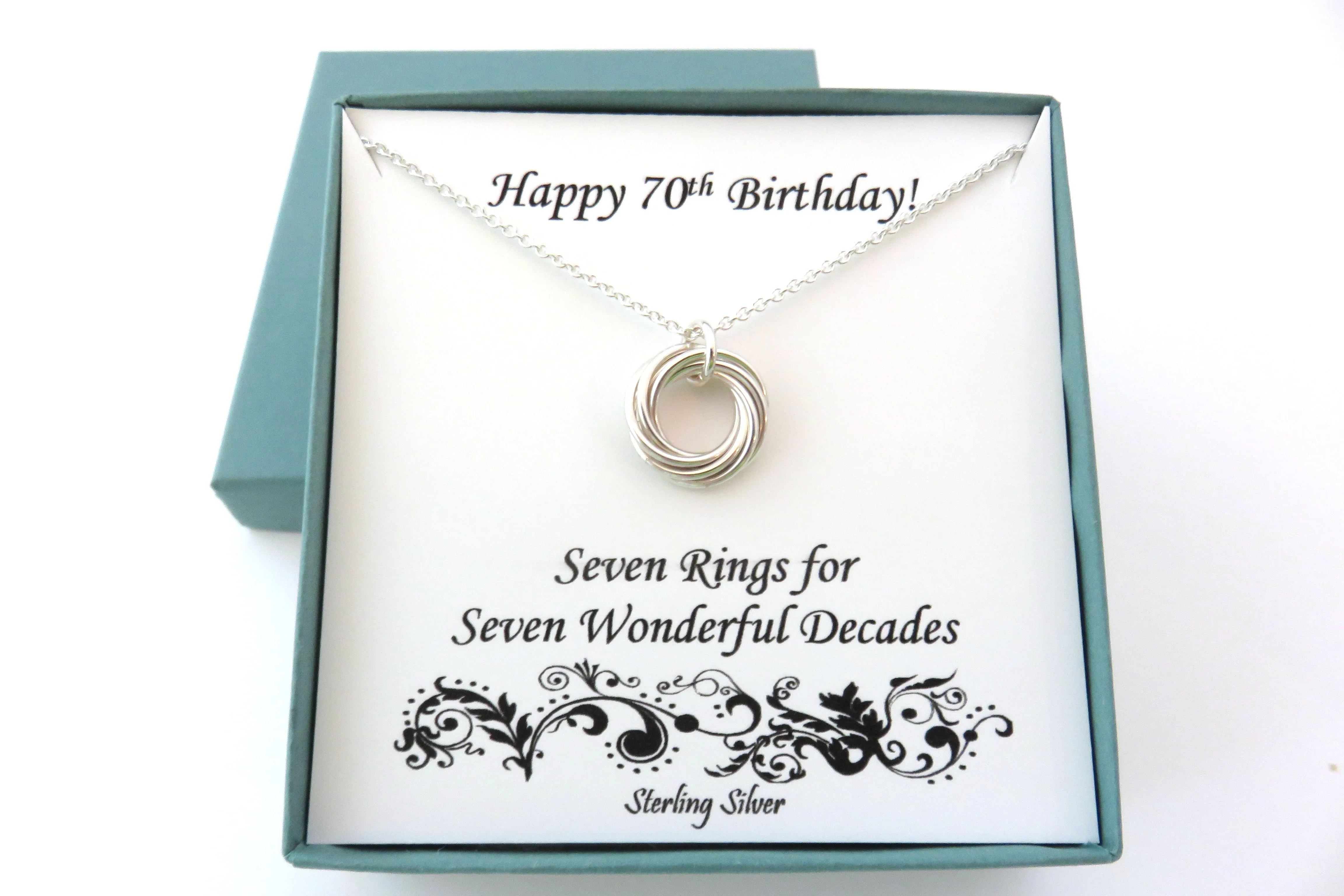 70th Birthday Gift | Sterling Silver Birthday Necklace | 70th Birthday Gifts for Women