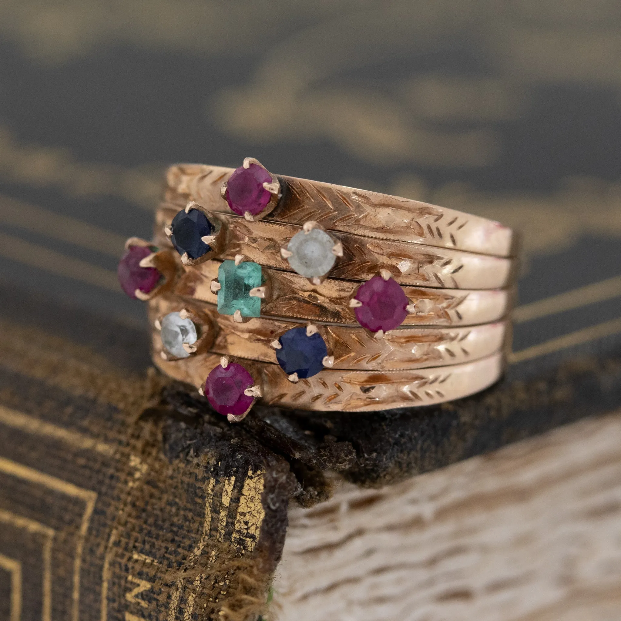 .80ctw Diamond, Sapphire & Ruby Harem Ring