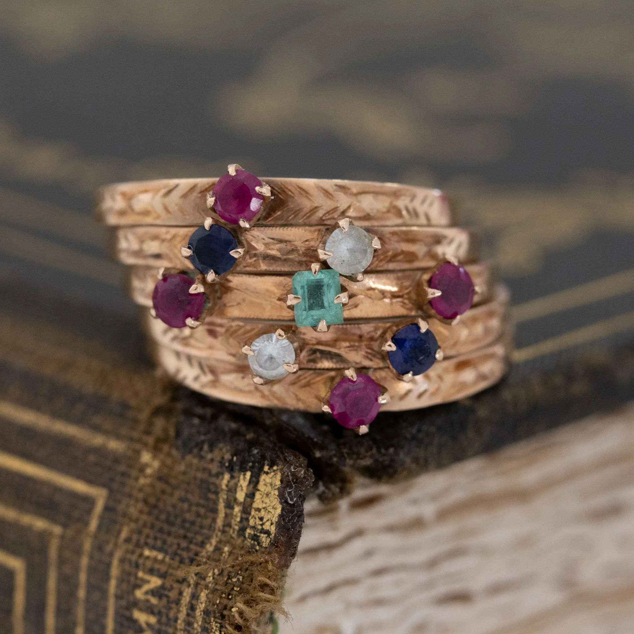 .80ctw Diamond, Sapphire & Ruby Harem Ring