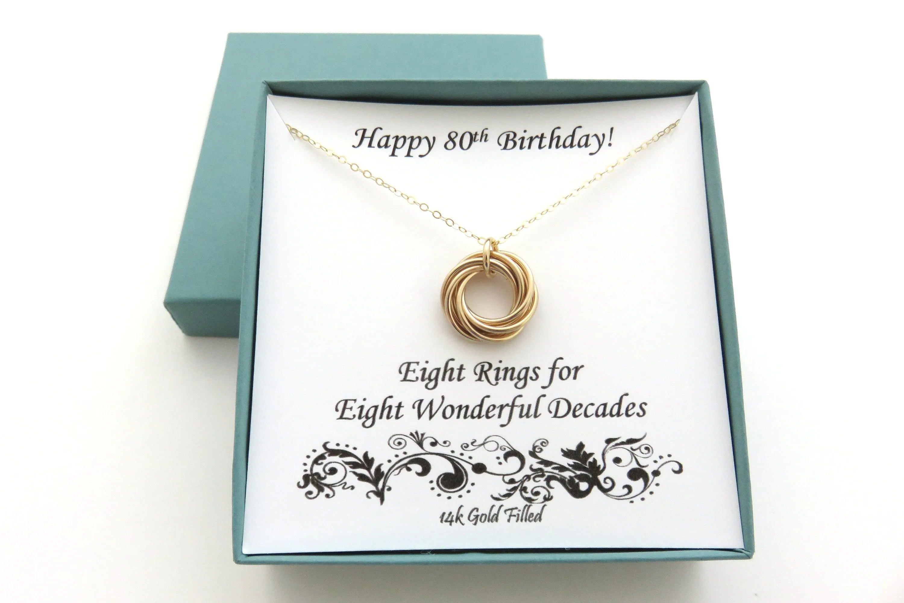 80th Birthday Gift for Women | Gold Filled Necklace | 80th Birthday Gifts