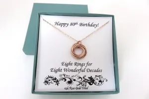 80th Birthday Gift | Rose Gold Necklace | 80th Birthday Necklace