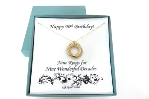 90th Birthday Gift for Women | Gold Filled Birthday Necklace | 90th Birthday Gift Ideas