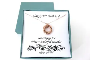 90th Birthday Gift for Women | Rose Gold Necklace | 90th Birthday Gifts