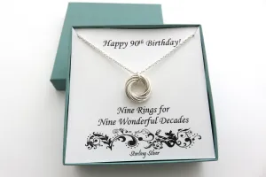 90th Birthday Gift | Sterling Silver Necklace | 90th Birthday Gift for Women