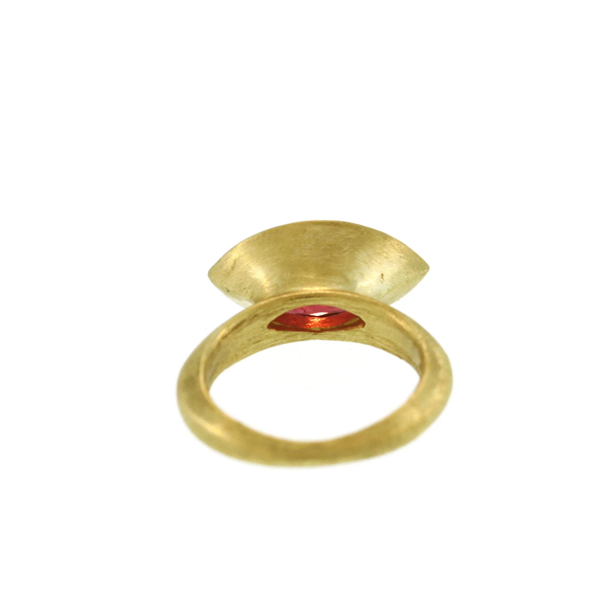 A Molded Marquise Dark Pink Tourmaline Ring