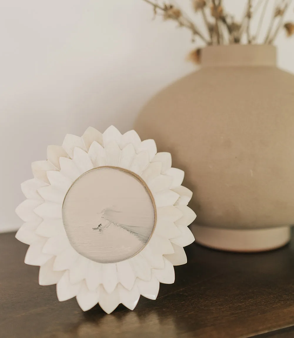 Amalesh Bloom 3x3 Cream Picture Frame - Carved Bone by Matr Boomie