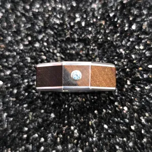Angle Top Lignum Vitae Wood & Sterling Silver With Blue Topaz Ring