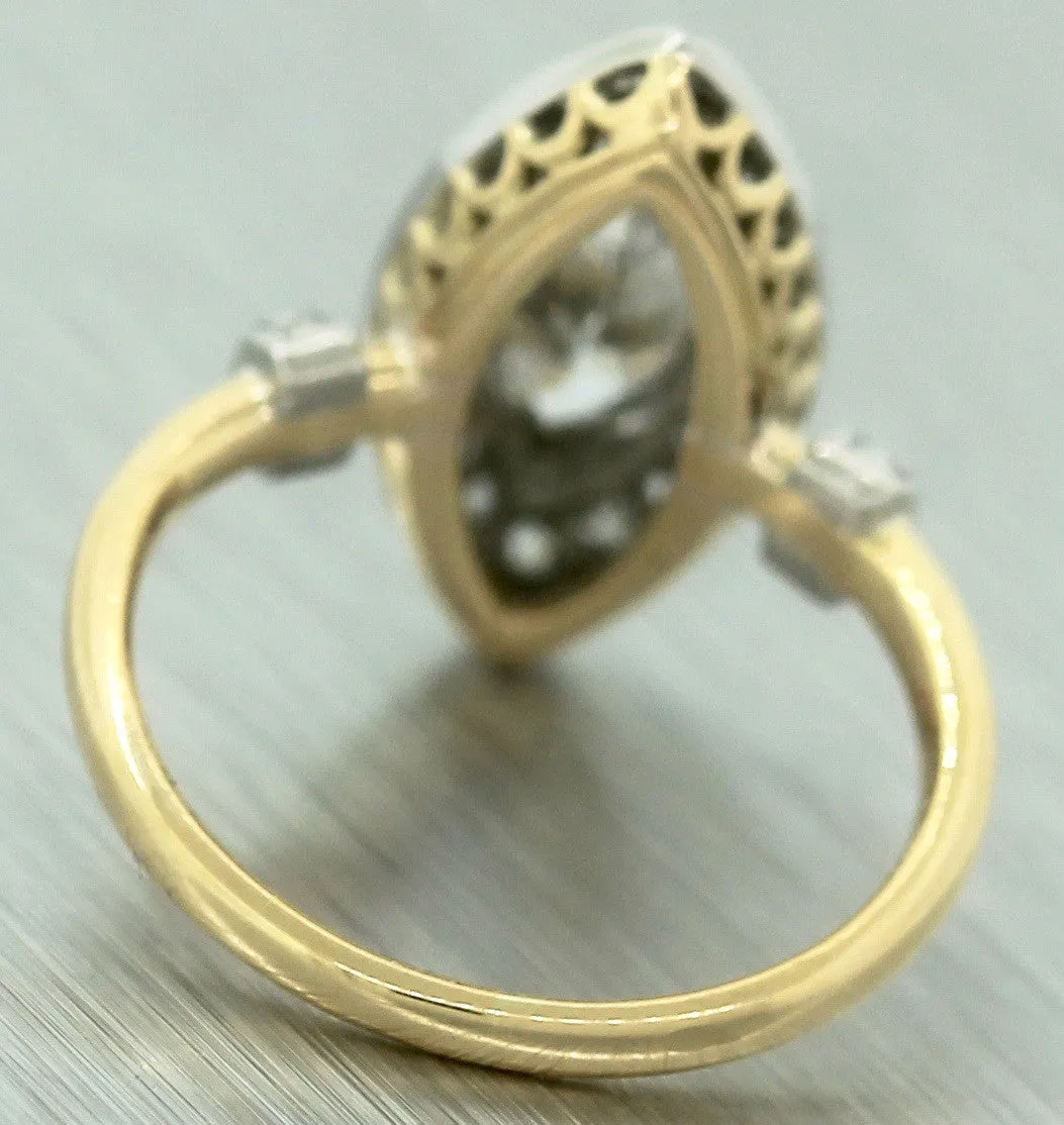 Antique Art Deco 1920s Estate 0.93ctw Marquise Damond 18K Gold Ring EGL USA