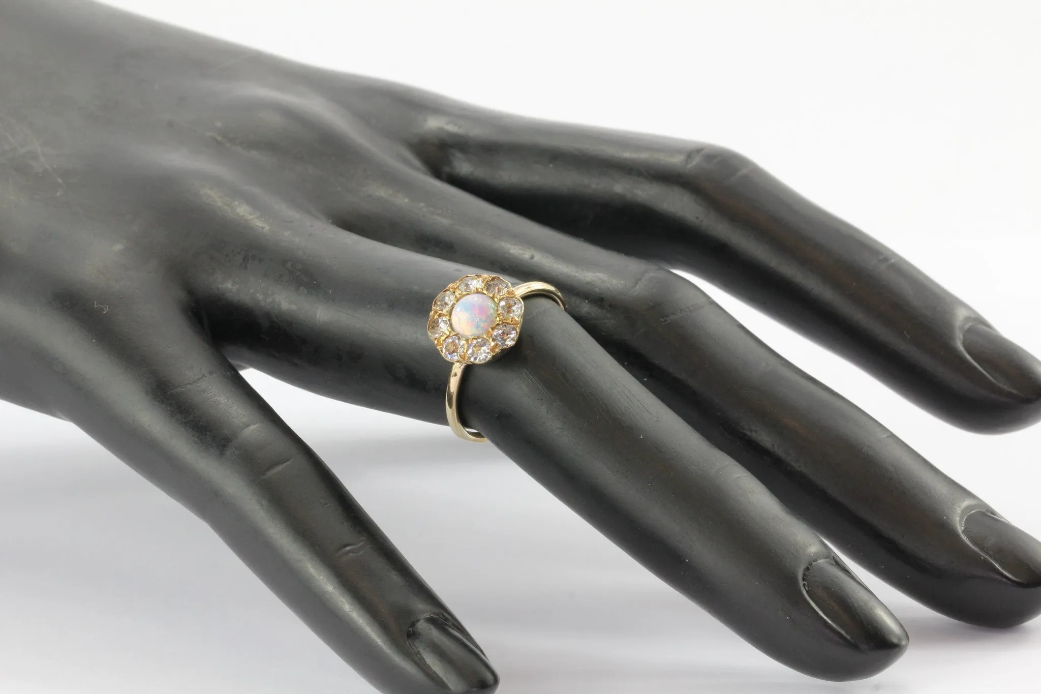 Antique Victorian 10k Gold Opal & Paste Conversion Ring