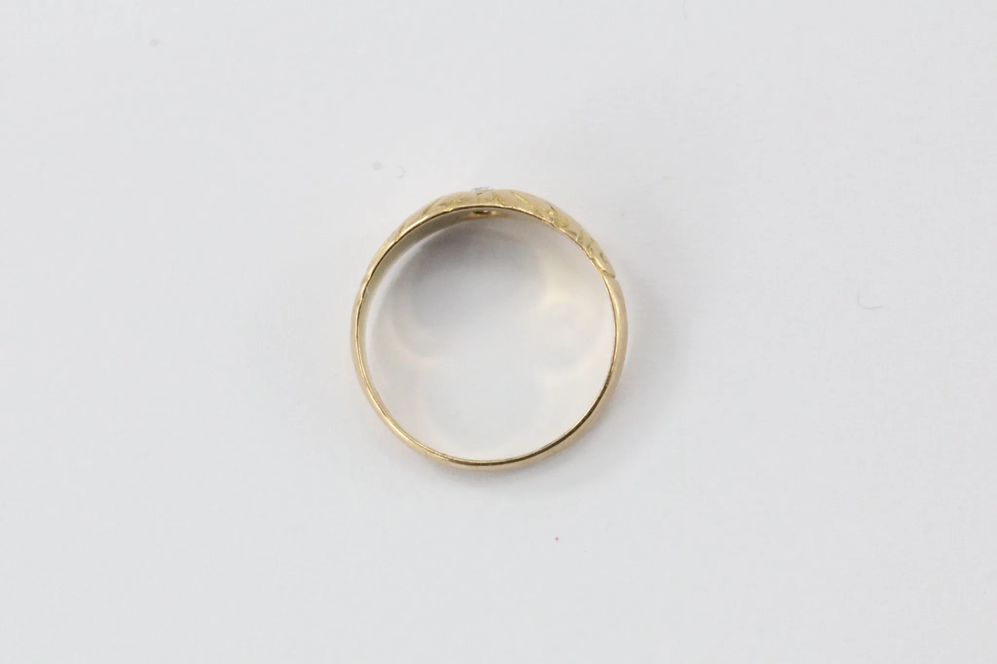 Antique Victorian 14K Gold & Old Mine Diamond Gypsy Set Engagement Ring