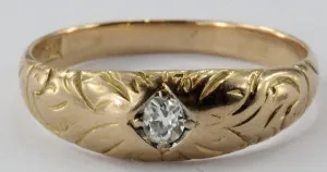 Antique Victorian 14K Gold & Old Mine Diamond Gypsy Set Engagement Ring