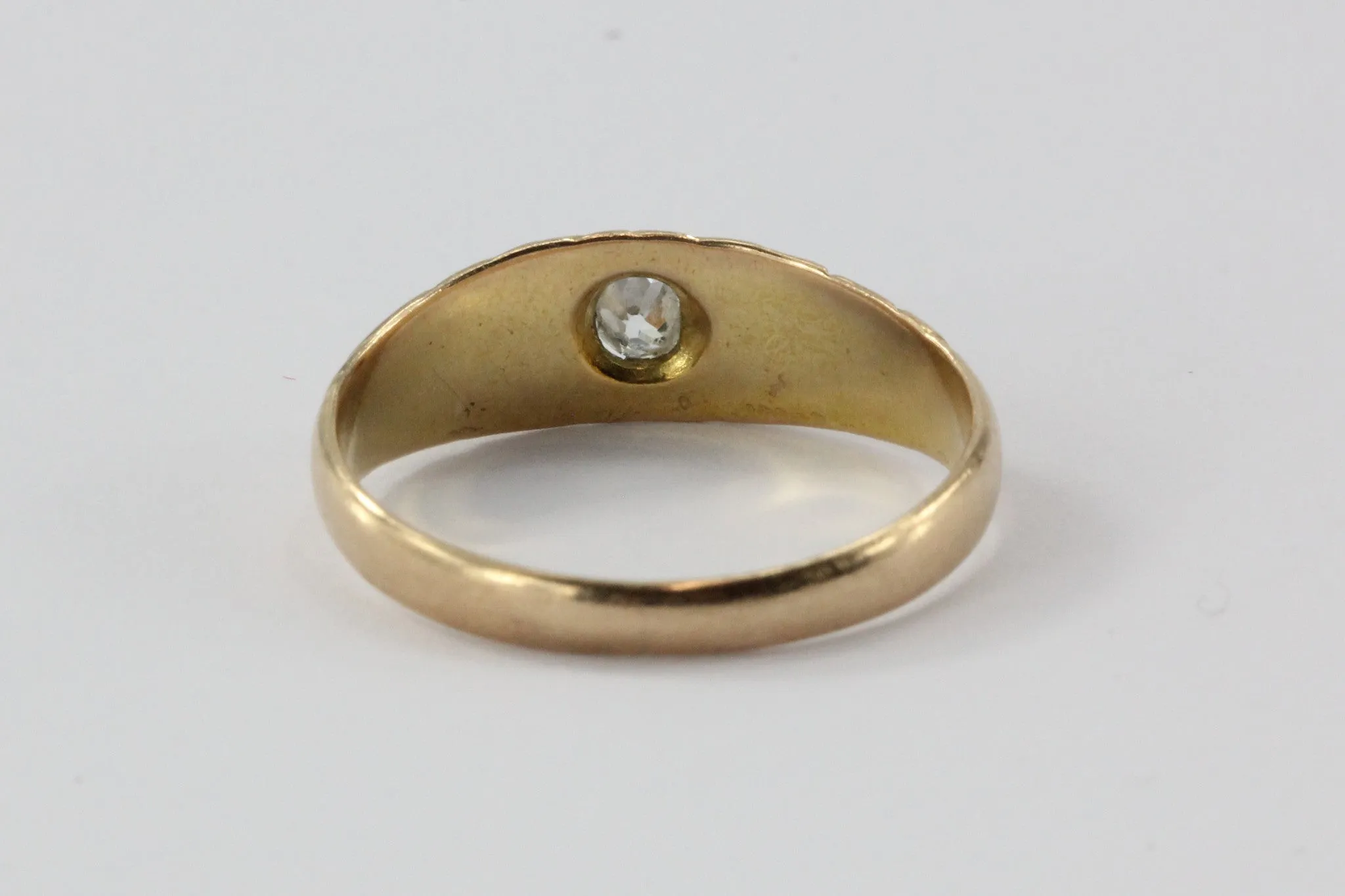 Antique Victorian 14K Gold & Old Mine Diamond Gypsy Set Engagement Ring