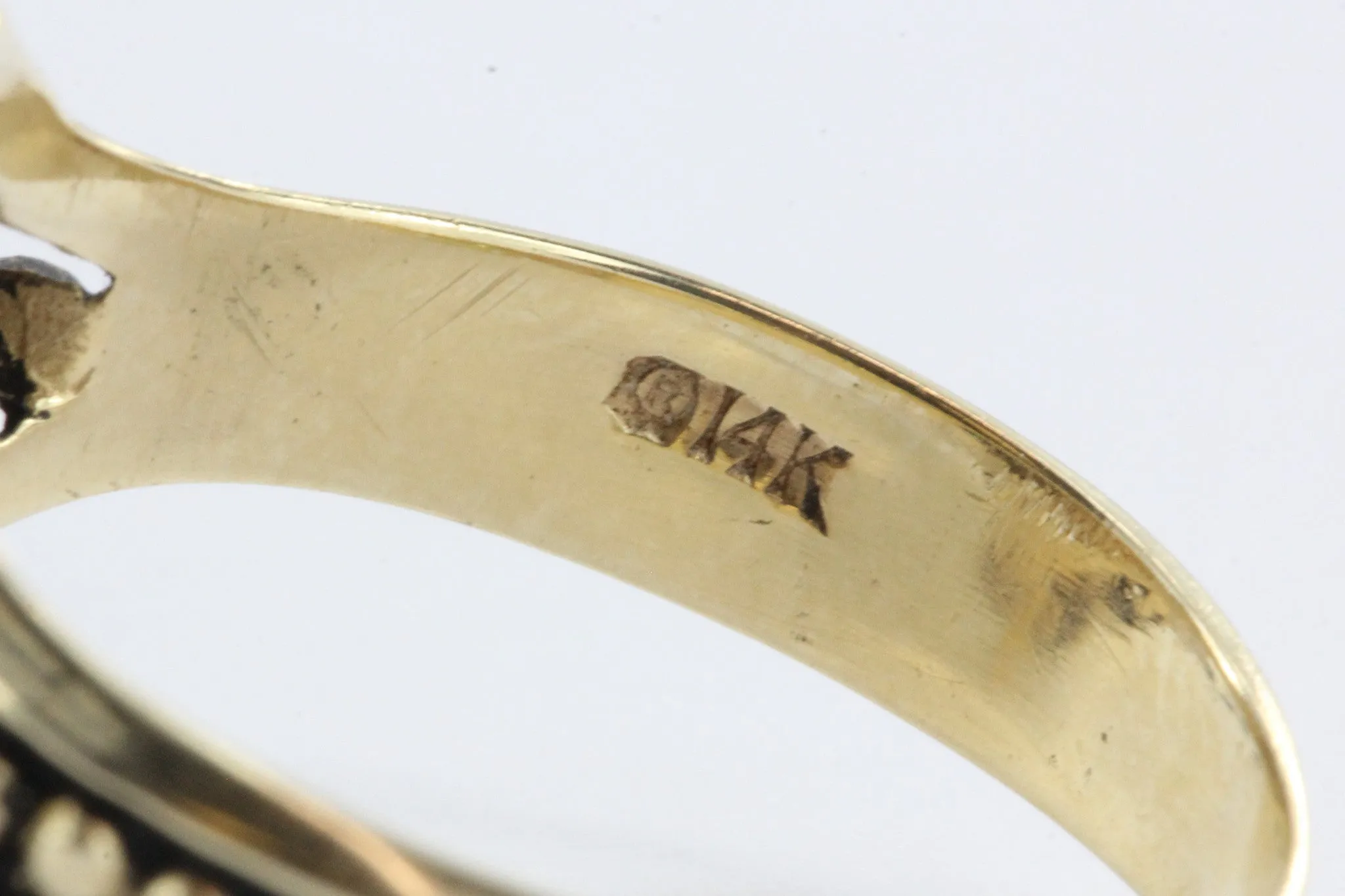 Antique Victorian 14k Gold Fiery Opal Ring Signed
