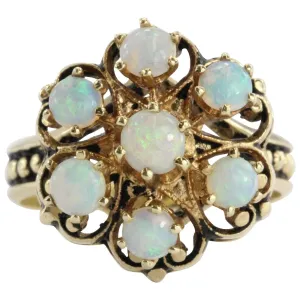 Antique Victorian 14k Gold Fiery Opal Ring Signed