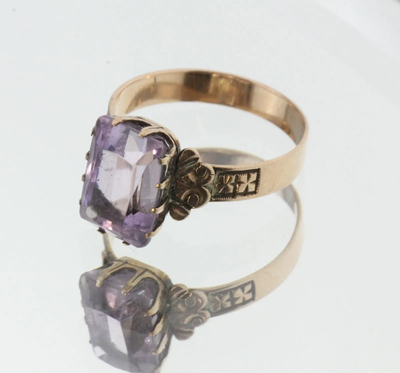 Antique Victorian 14K Rose Gold Lilac Purple Amethyst Ring
