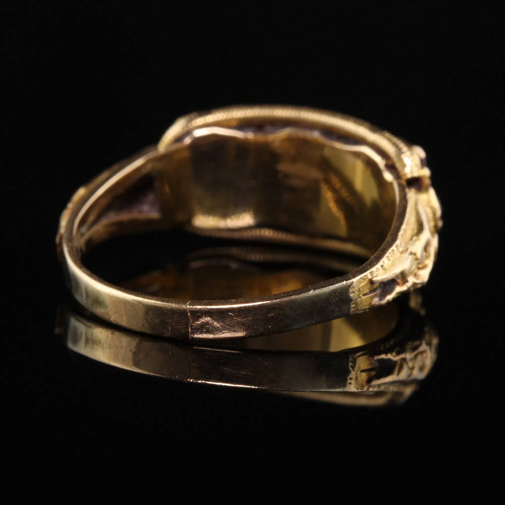 Antique Victorian 14K Yellow Gold English Garnet and Pearl Ring